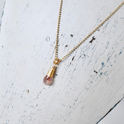 Strawberry Quartz Vermeil Drop Pendant