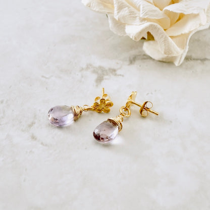 Natural Ametrine Flower Post Earrings