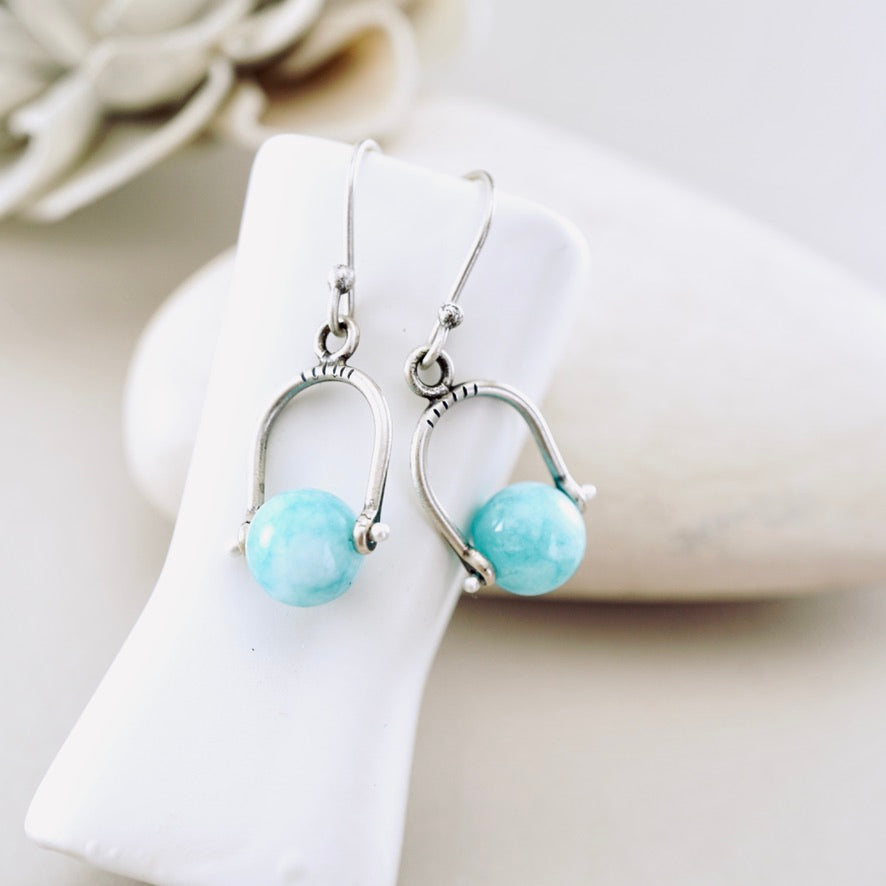 Petite Swings Amazonite Earrings
