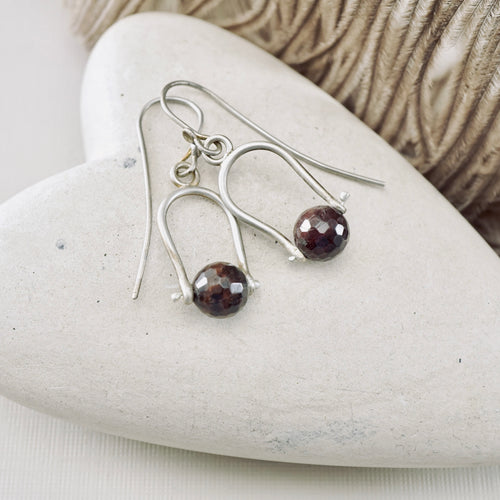 Petite Swings - Garnet Earrings (Sterling Silver)