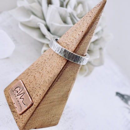 Thin Bark Silver Band (Size: 6.5)