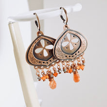 Load image into Gallery viewer, TN Sand Dollar Sunstone Chandelier Earrings (Copper)