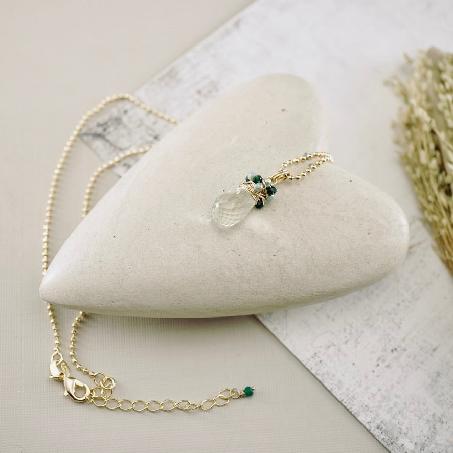 Petite Green Amethyst Wrap Pendant