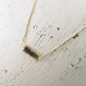 TN Iolite Petite Bar Necklace (Gold-filled)