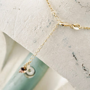 TN Pink Tourmaline Petite Bar Necklace (Gold-filled)