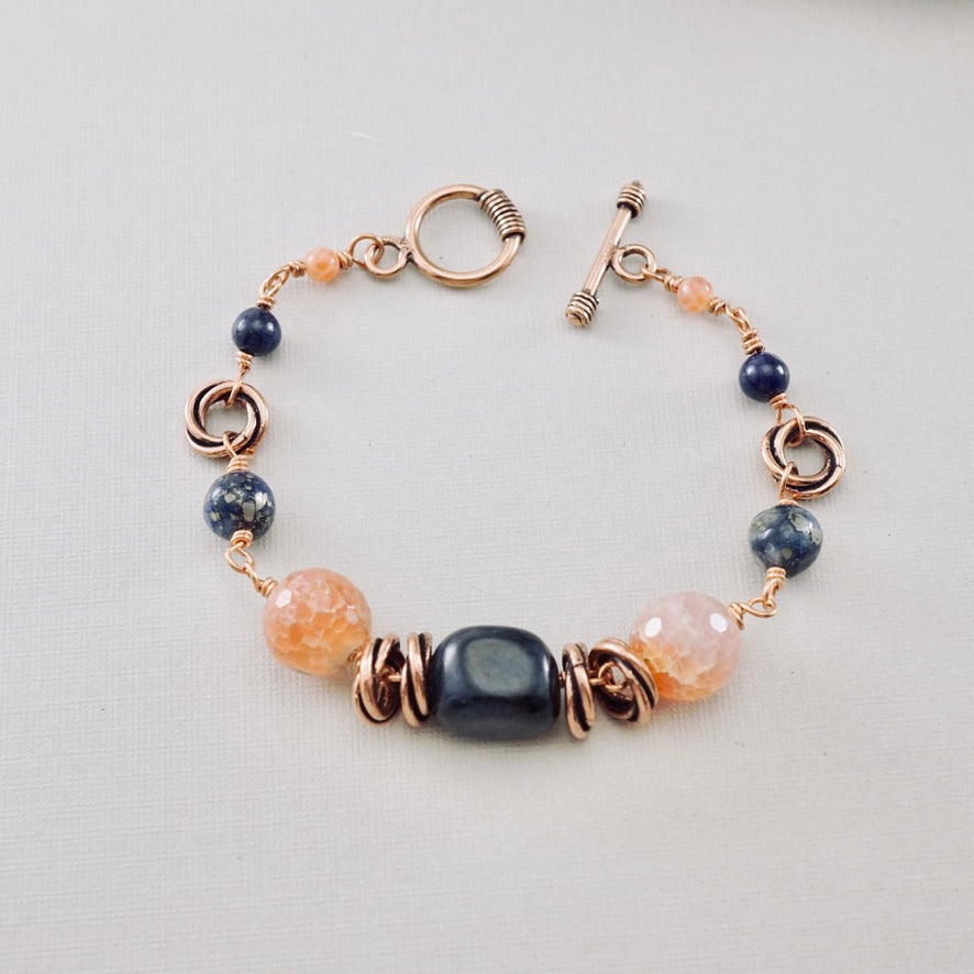Dumortierite Mexican Sun Chandelier Earrings