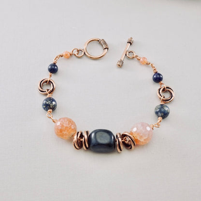 Dumortierite Mexican Sun Chandelier Earrings
