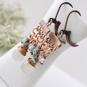 TN Petite Aquamarine Chandelier Earrings (Copper)