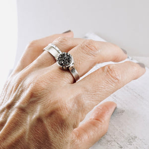 AM – Gray Druzy Statement Ring (SS) (Size: 8)