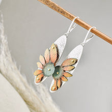 Load image into Gallery viewer, RH - Wildflower Oval Drop Earrings (Orange &amp; Sage) - CUSTOM ORDER