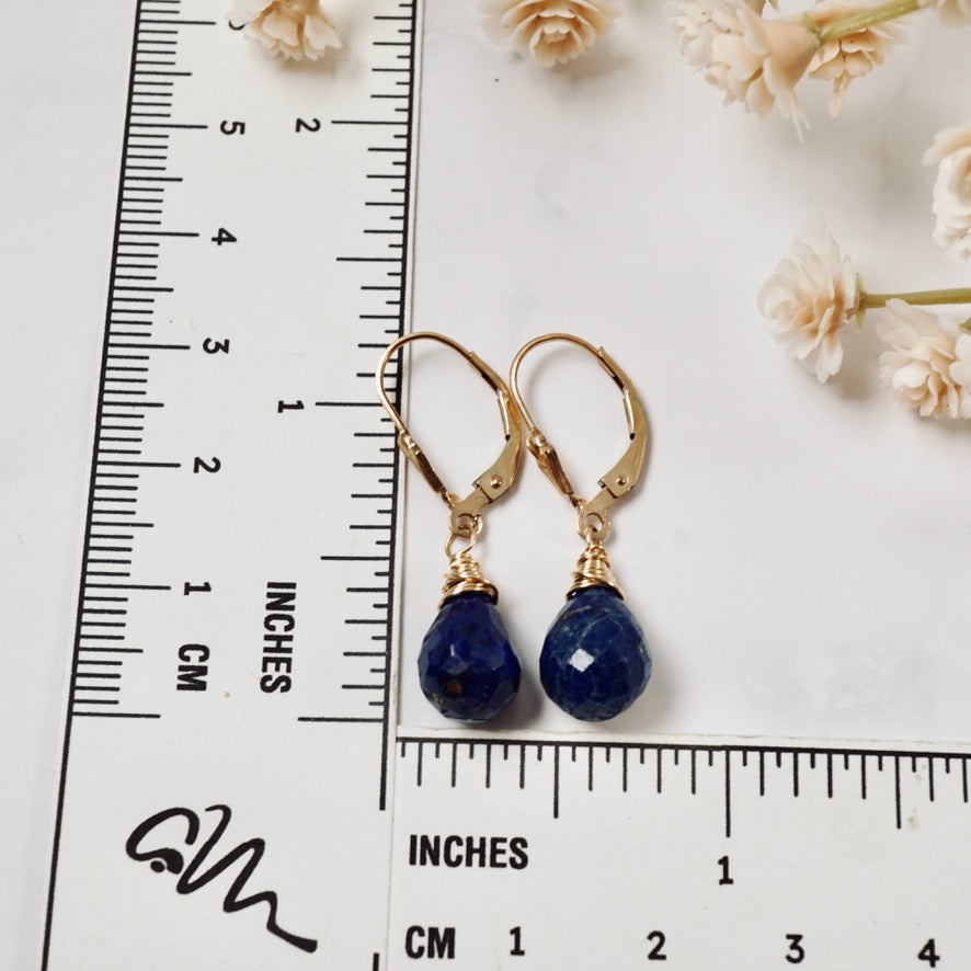 Petite Lapis Drop Earrings Leverback