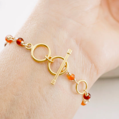 Carnelian & Gold Bauble Bracelet