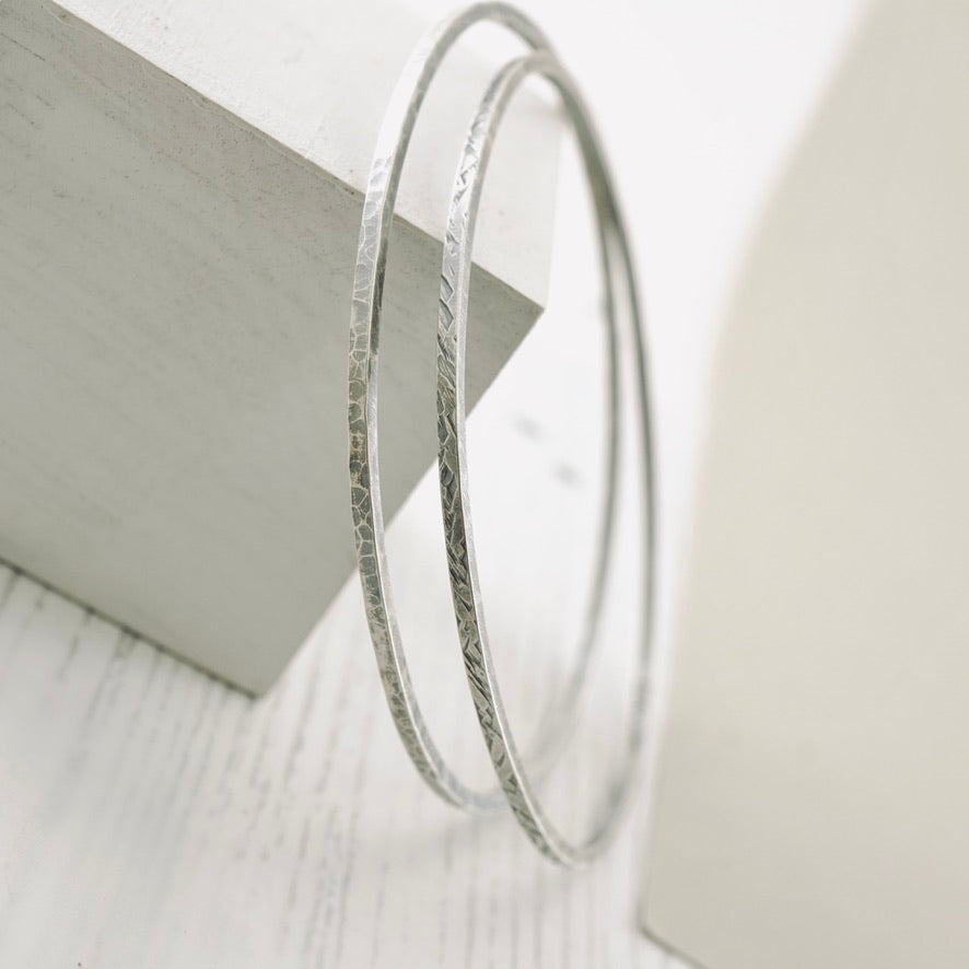 Stackable Square Forged Bangle Bracelet (THIN)