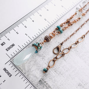 TN Chalcedony Turquoise & Aqua Wrap Pendant (Copper)