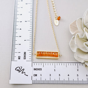 TN Carnelian Long Bar Necklace (Gold-filled)