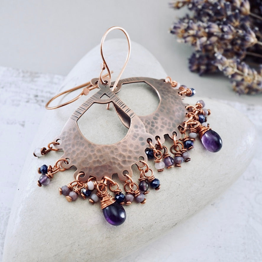 TN Amethyst Chandelier Earrings (Copper)