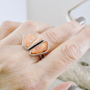 River Songs - Double Fossilized Coral Ring (size 6 1/2)
