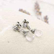 Load image into Gallery viewer, TN Petite Rose Quartz &amp; Cz Post Earrings (SS)