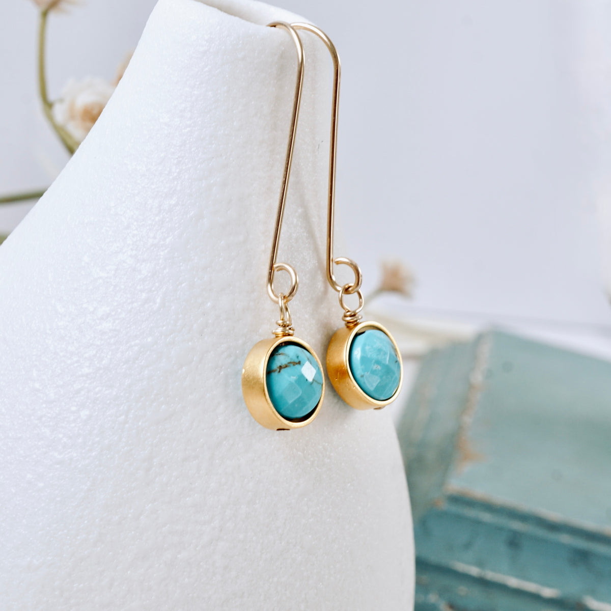 Turquoise Orbit Long Drop Earrings