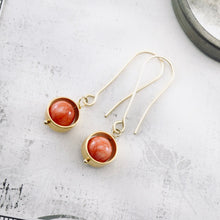 Load image into Gallery viewer, TN Pink Jade Globe Earrings (Gold-filled)