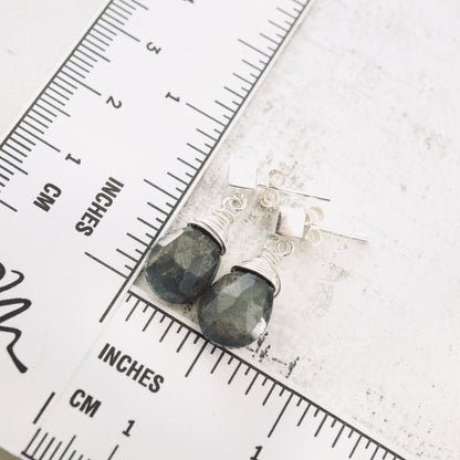 Labradorite Square Post Earrings