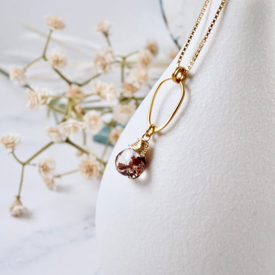 Copper Rutilated Quartz Drop Pendant