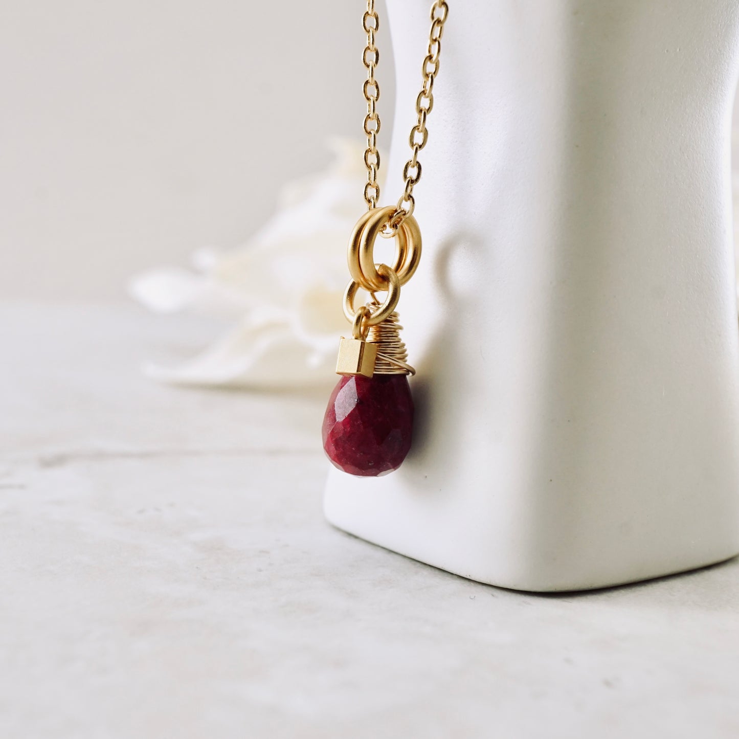 Natural Ruby Drop Pendant