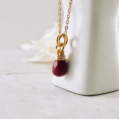 Natural Ruby Drop Pendant
