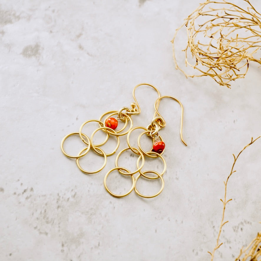 Spiny Oyster Bauble Hoop Earrings