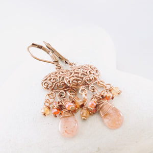 TN Petite Sunstone Chandelier Earrings (Copper)