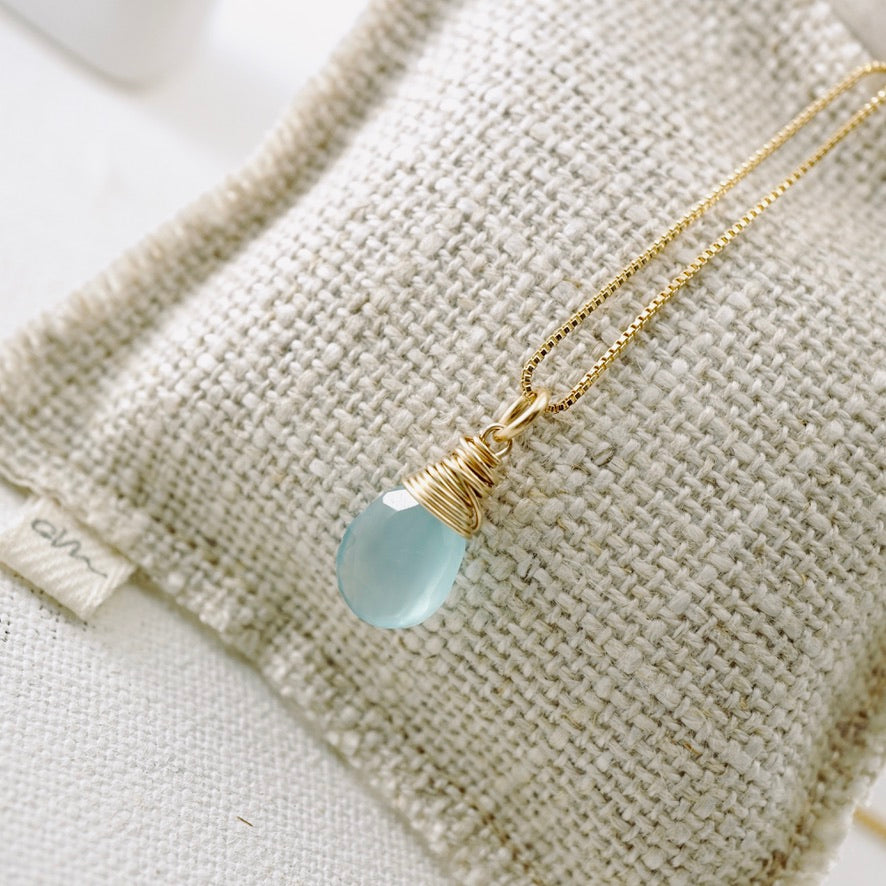 TN Blue Chalcedony Drop Pendant (GF)