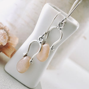 Petite Swings - Peach Moonstone Earrings (Sterling Silver)