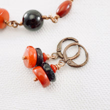 Load image into Gallery viewer, TN Coral &amp; Garnet Earrings (Copper)