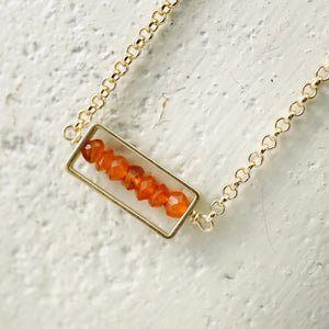 TN Carnelian Petite Bar Necklace (Gold-filled)