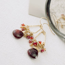 Load image into Gallery viewer, TN Ruby Chandelier Earrings (Gold-filled)