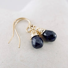 Load image into Gallery viewer, TN Petite Sapphire Drop Earrings (Gold-filled)