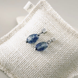 TN Blue Quartz Square Post Earrings (Posts - Sterling Silver)