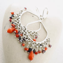 Load image into Gallery viewer, TN Coral Hematite Chandelier Earrings (Sterling Silver)