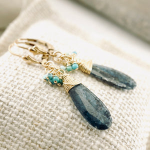 TN Royal Kyanite & Turquoise Earrings (gold-filled)