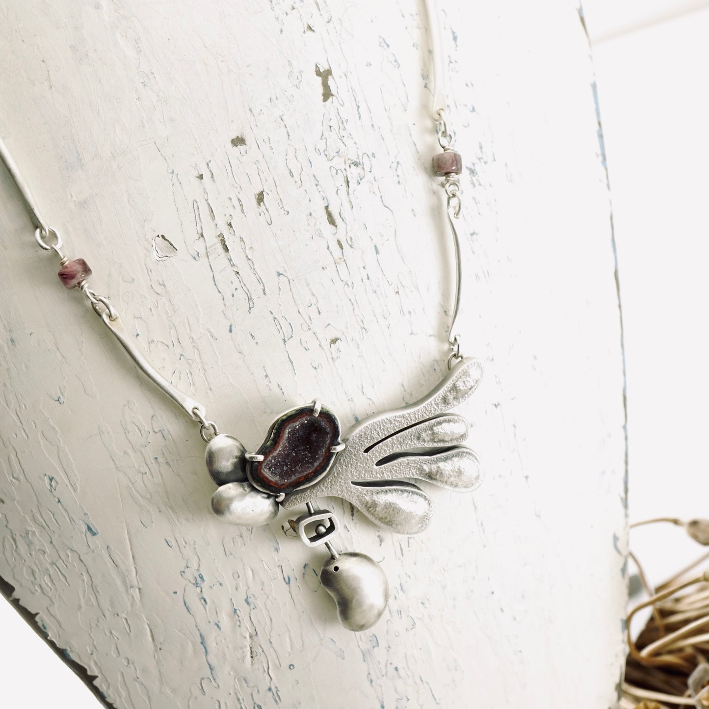 Baby Tobasco Geode & Tourmaline Necklace