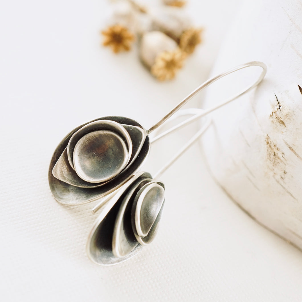 Nesting Bowls - Long Earrings (Sterling Silver)