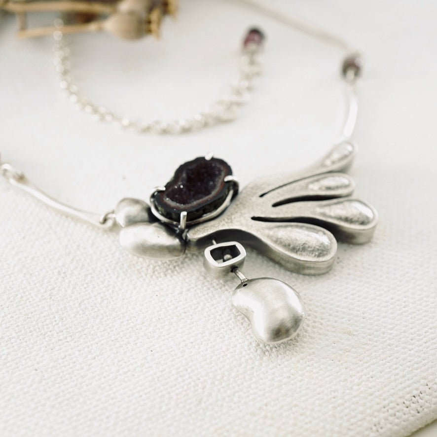 Baby Tobasco Geode & Tourmaline Necklace