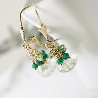 Green Amethyst Cluster Earrings