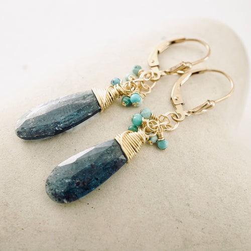 TN Royal Kyanite & Turquoise Earrings (gold-filled)