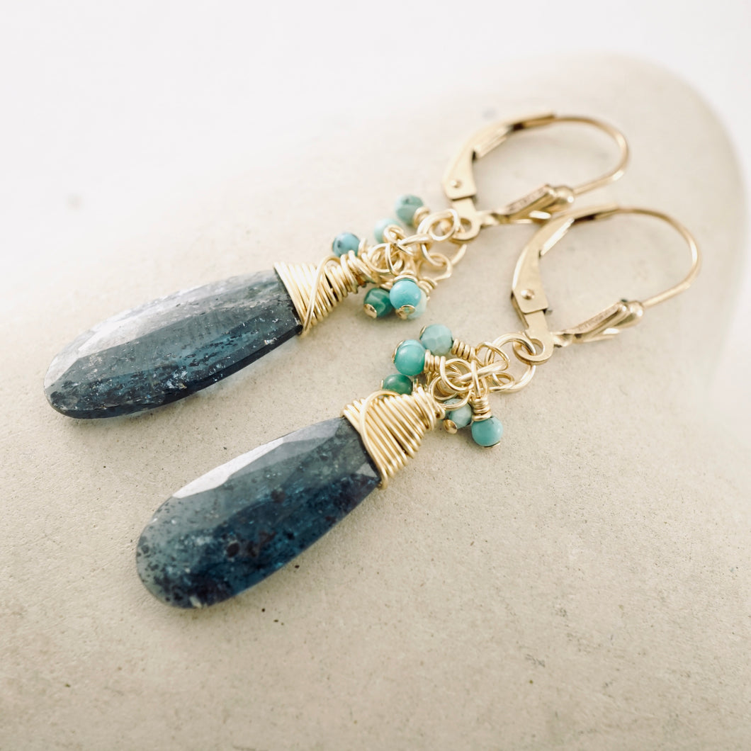 TN Royal Kyanite & Turquoise Earrings (gold-filled)
