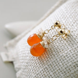 TN Carnelian & Sunstone Drop Earrings (Gold-filled)
