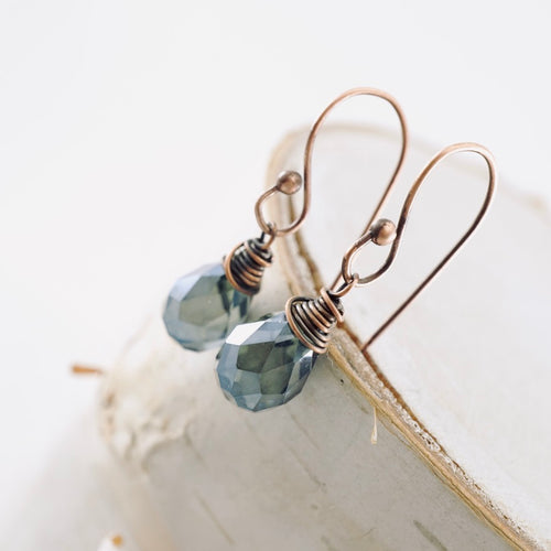 TN Light Blue Crystal Drop Earrings (CU)