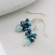 Load image into Gallery viewer, TN Green and Blue Chalcedony Earrings (Gold-filled)