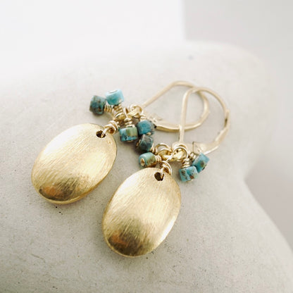 Brushed Gold Vermeil & Turquoise Earrings