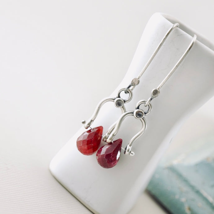 Petite Swings - Petite Ruby Drop Earrings (Sterling Silver)